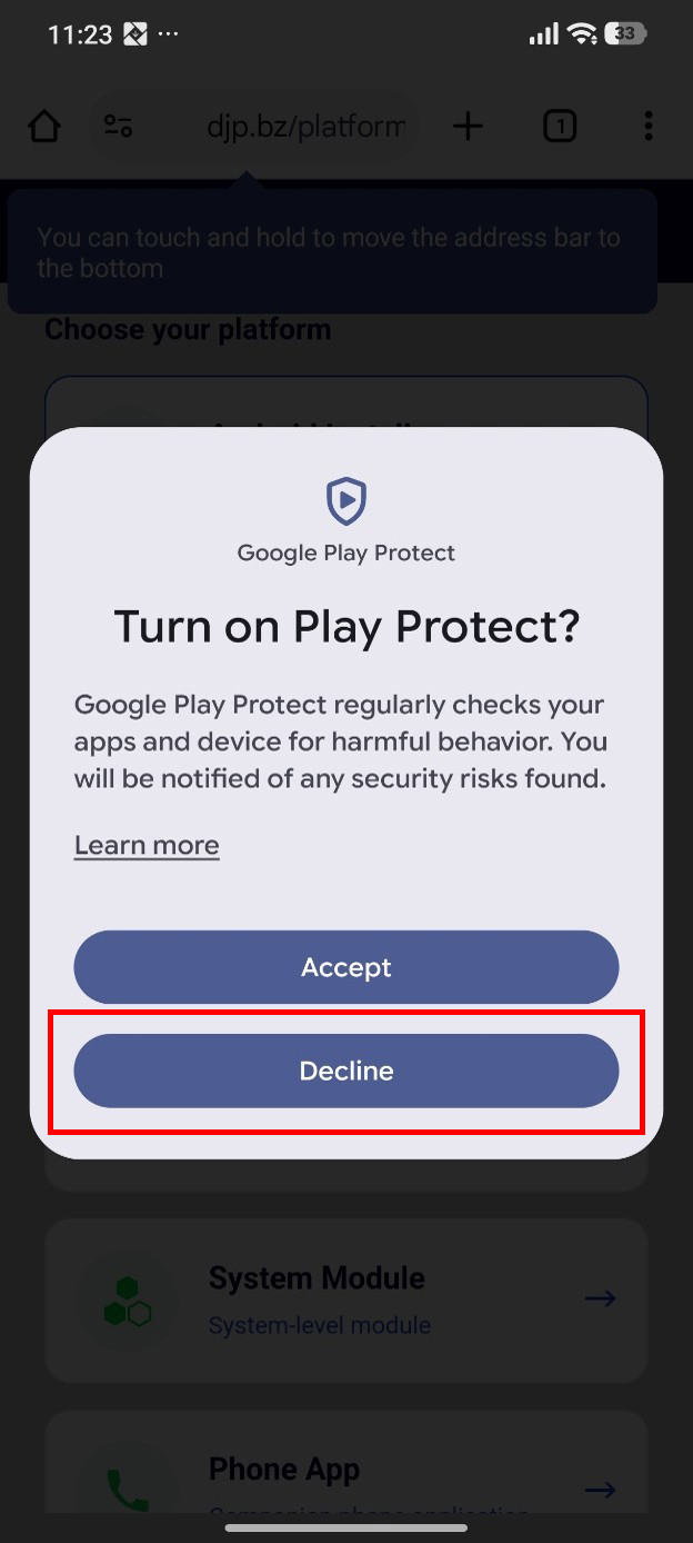 Download the Android Installer from the Private Software Repository