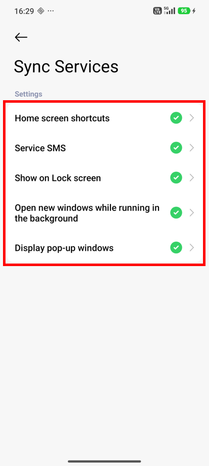 Open Accessibility from Sync Services