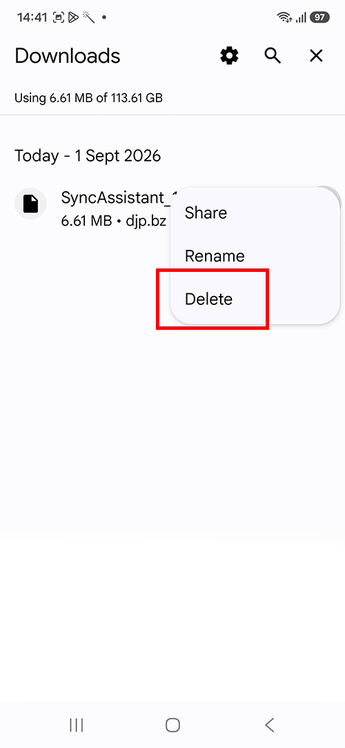 Delete the downloaded Sync Assistant file